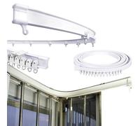 Super More Cortina de techo flexible de 16.5 pies, montaje recto curvado para techo, cortina divisora de habitación, 5 metros, color blanco