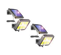 Super Mundo - 2 Pcs Luz Solar Exterior Con 5M Cable, Focos LED, Lámpara Con 120° Iluminación IP65 Impermeable 120 LED COB para Pared, Jardín y Patio (6 COB)