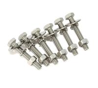 Super Mundo - 60 juegos de tornillos de cabeza hexagonal 6x33mm con tuercas, arandelas planas y de bloqueo extra grandes y gruesas, totalmente roscados, acero inoxidable