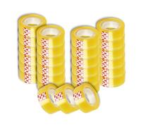 Super Mundo - Celo cinta adhesiva transparente, 24 rollos, 18 mm x 35m, cinta adhesiva, ideal para oficina y hogar, estilo dorado (24 rollos)