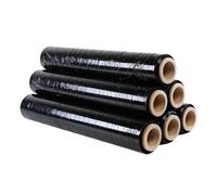 Super Mundo - Film Transparente para Embalaje Plástica retráctil de 50cmx200m y 23 micras, Alta Elasticidad para Palets, Mudanzas y Envíos (Negro, 6 Rollo)