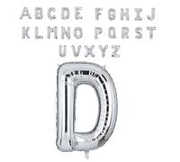 Super Mundo - Globos letras D plata 45cm, letras boda plata, globos personalizados con nombre, Ideal para Cumpleaños, Fiestas,Bodas(Letra D,45cm)
