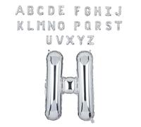 Super Mundo - Globos letras H plata 45cm, letras boda plata, globos personalizados con nombre, Ideal para Cumpleaños, Fiestas,Bodas(Letra H,45cm)