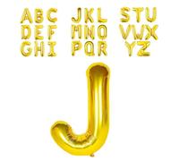 Super Mundo - Globos letras J dorada 45cm, letras boda dorada, globos personalizados con nombre, Ideal para Cumpleaños, Fiestas,Bodas(Letra J,45cm)