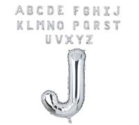 Super Mundo - Globos letras J plata 45cm, letras boda plata, globos personalizados con nombre, Ideal para Cumpleaños, Fiestas,Bodas(Letra J,45cm)