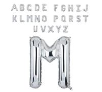 Super Mundo - Globos letras M plata 45cm, letras boda plata, globos personalizados con nombre, Ideal para Cumpleaños, Fiestas,Bodas(Letra M,45cm)