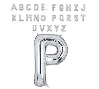 Super Mundo - Globos letras P plata 45cm, letras boda plata, globos personalizados con nombre, Ideal para Cumpleaños, Fiestas,Bodas(Letra P,45cm)