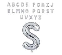 Super Mundo - Globos letras S plata 45cm, letras boda plata, globos personalizados con nombre, Ideal para Cumpleaños, Fiestas,Bodas(Letra S,45cm)