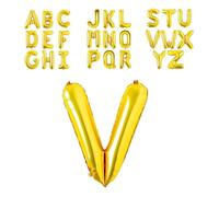 Super Mundo - Globos letras V dorada 45cm, letras boda dorada, globos personalizados con nombre, Ideal para Cumpleaños, Fiestas,Bodas(Letra V,45cm)