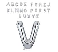 Super Mundo - Globos letras V plata 45cm, letras boda plata, globos personalizados con nombre, Ideal para Cumpleaños, Fiestas,Bodas(Letra V,45cm)