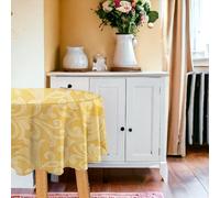 Super Mundo - Mantel Mesa Redonda Antimanchas, Impermeable, Lavable, Poliéster 100% 140x140CM, Amarillo Clara