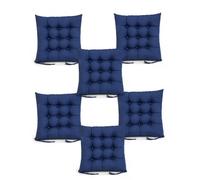 Super Mundo - Pack 6 Cojines para Sillas con Correas de sujeción, 40 x 40 x 8 cm, Ideal para decoración jardín Interiores y Exteriores (6 Pack, Azul Marino)