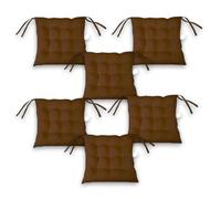 Super Mundo - Pack 6 Cojines para Sillas con Correas de sujeción, 40 x 40 x 8 cm, Ideal para decoración jardín Interiores y Exteriores (6 Pack, Chocolate)