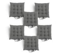 Super Mundo - Pack 6 Cojines para sillas con Correas de sujeción, 40 x 40 x 8 cm, Ideal para decoración jardín Interiores y Exteriores (6 Pack, Gris)