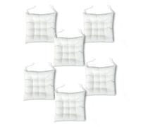 Super Mundo - Pack 6 Cojines para Sillas con Correas de sujeción, 40 x 40 x 8 cm, Ideal para decoración jardín Interiores y Exteriores (6 Pack, Beige)