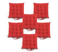 Super Mundo - Pack 6 Cojines para Sillas con Correas de sujeción, 40 x 40 x 8 cm, Ideal para decoración jardín Interiores y Exteriores (6 Pack, Rojo)