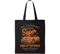 Super Muscle Car - Bolsa de algodón ecológico natural de alto rendimiento, color negro, talla única, Negro -, Talla única