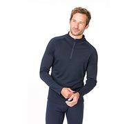 super.natural Camiseta de Manga Larga para Hombre, con Lana Merina, M Base 1/4 Zip 175, Talla: S, Color: Azul Oscuro