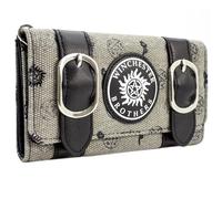 Super Natural Winchester Bros Emblema de Trampa del Diablo Cartera/Billetera Tri-Fold con Bolsillo para Monedas y Tarjetero, Gris