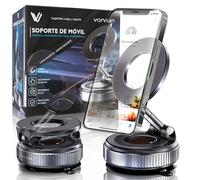 Super Pack Soporte Magnetico movil Coche VORVIAN®,Ventosa Plegable 360° Rotación, Fuerte Sujeción Imán N52, Compatible iPhone MagSafe y Android, Portátil y Estable para Tablero y Parabrisas