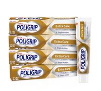 Super Poligrip Extra Care - Crema Adhesivo para Prótesis Dentales, Sin Zinc, 2.2 onzas (Paquete de 4)