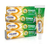 Super Poligrip Power Max Power Hold + Fresh Crema para dentaduras postizas, menta premium - 2.2 onzas x 4