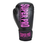 Super Pro Unisex - Guantes de Boxeo para Adultos Champ, Unisex Adulto, Color Negro/Rosa, tamaño 414 ml