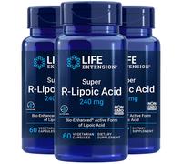 Súper R-Lipoico Ácido 240mg Bio-Enhanced Act. Lipoico 3X60 Tapas LIFE Extensión