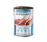 Super Rafi: comida húmeda para perros con cordero y corazones de pavo, 400 g