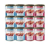 Super Rafi con cordero y corazones de pavo para perros 6x800 g + Super Rafi con ternera y hígado de conejo para perros, 6x800 g