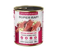Super Rafi con ternera y hígado de conejo para perros, 800 g