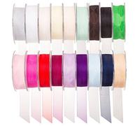 SUPER RIBBONS®™ - Rollo completo de cinta de organza de 15 mm, borde tejido, 25 metros en carrete, color marrón