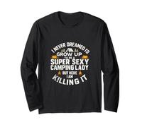 Super Sexy Camping Lady Funny Camper Outdoor Camping Mujeres Manga Larga