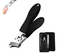 Super Sharp Oblique Nail Clippers, Three Sets of Eagle Beak Beveled Nail Clippers, Wide Jaw Opening Anti-Splash Slanted Nail Clipper, for Thick Nails (Black)