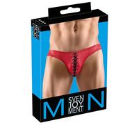 Super-Sitz-Slip Von Svenjoyment Im Knallroten Brillo Con Abierto Decorativo