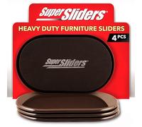 Super Sliders, Deslizadores ovalados Reutilizables para Mover Muebles por alfombras, Movimiento sin Esfuerzo y protección de Superficies, Marrón, 14 x 24 cm, 4 Unidades