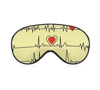 Super Smooth Soft Red Love Heart Heartbeat Line Art Eye Mask para siestas Plane Yoga, 3D Eye Cover para hombres, mujeres y niños, aliviar el estrés ocular