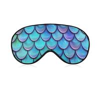 Super Smooth Soft Sea Blue Mermaid Scales Art Sleep Eye Mask para siestas Travel Blindfold Game, 3D Eye Cover para hombres y mujeres, alivia el estrés ocular