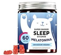 Super Snooze Sleep Vitamin - Sueño natural - 1 mg de melatonina con vitamina B6 - 60 unidades (2 meses) - Sin azúcar, Veganas - Bears with Benefits