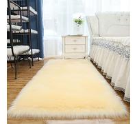 Super Soft Faux Fur Sheepskin Rug Fluffy Shaggy Area Carpet Washable Plush Seat Pad Thick Bedside Mat & Chair Cover for Cozy Home Decor and Comfort