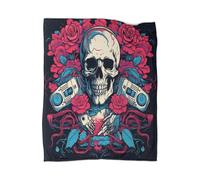 Super Soft Flannel 3D Printed Human Skeleton Throw Blanket for All Season Comfort Bedding