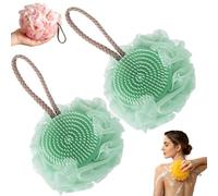 Super Soft Sunflower Suction Cup Bath Ball, Loofah Sponge, Exfoliating Body Scrubber for Shower, Sponges with Finger Rings for Women Men Teen (Purple-2pcs)