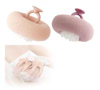 Super Soft Sunflower Suction Cup Bath Ball, Upgraded 2-In-1 Sunflower Bath Ball, Sponge Mesh Pouf Shower For Women, Men Shower(2pcs A)