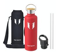 Super Sparrow Botella Agua Acero Inoxidable - Botella Agua Niños - 1L - Botella Termica Boca Estándar - Sin BPA, para Niños & Adultos, Deporte, Oficina, Yoga, Ciclismo