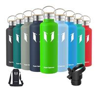 Super Sparrow Botella Agua Acero Inoxidable - Botella Agua Niños - 1L - Botella Termica Boca Estándar - Sin BPA, para Niños & Adultos, Deporte, Oficina, Yoga, Ciclismo