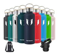 Super Sparrow Botella Agua Acero Inoxidable - Botella Agua Niños - 1L - Botella Termica Boca Estándar - Sin BPA, para Niños & Adultos, Deporte, Oficina, Yoga, Ciclismo