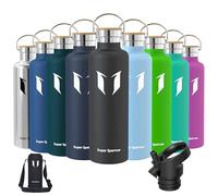 Super Sparrow Botella Agua Acero Inoxidable - Botella Agua Niños - 1L - Botella Termica Boca Estándar - Sin BPA , para Niños & Adultos, Deporte, Oficina, Yoga, Ciclismo