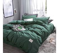 súper Suave Cubiertas nórdicas Conjunto Ropa Cama 4 Piezas Cubierta edredón sábana Plana con Dos Casos de Almohada Mejores Regalos (Color: tamaño Azul: Doble) (Rey Verde)