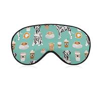 Super suave dálmatas suaves lindo café dálmata perro menta verde patrón antifaz para hombres, mujeres y niños, venda para los ojos con banda elástica antifaz para dormir cubierta para ojos de avión