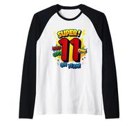 Super undécimo cumpleaños, cómic, Arte Pop, guau, Genial, Dios mío, oh, sí, niños Camiseta Manga Raglan